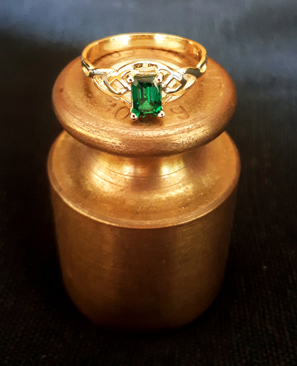 Celtic Weave Cultured Emerald Ring