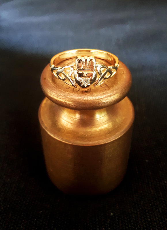Celtic Weave Diamond Claddagh Ring