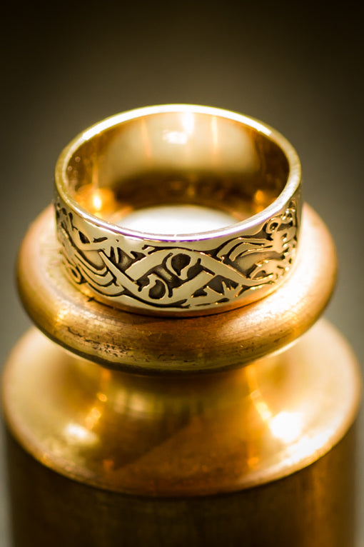 celtic dogs gold ring