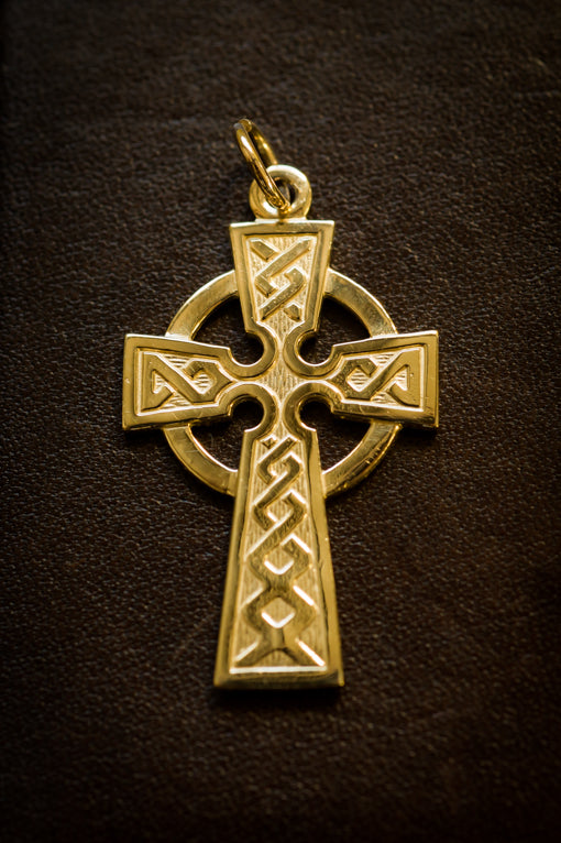 large gold celtic cross pendant