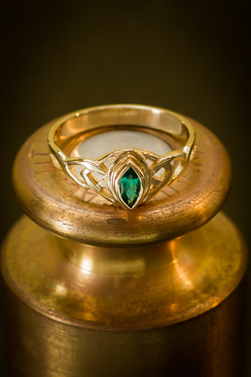 Cultured Emerald Marquis Ring