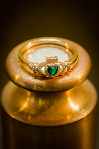 claddagh ring with heart emerald